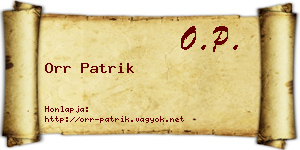 Orr Patrik névjegykártya